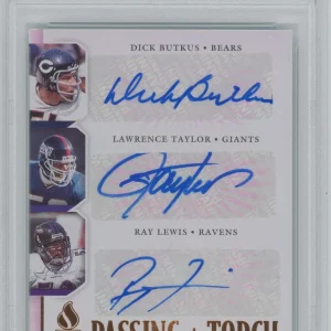 2019 Panini Pass/Torch Butkus/Taylor/Lewis Triple Auto PSA Mint 8 #5/5