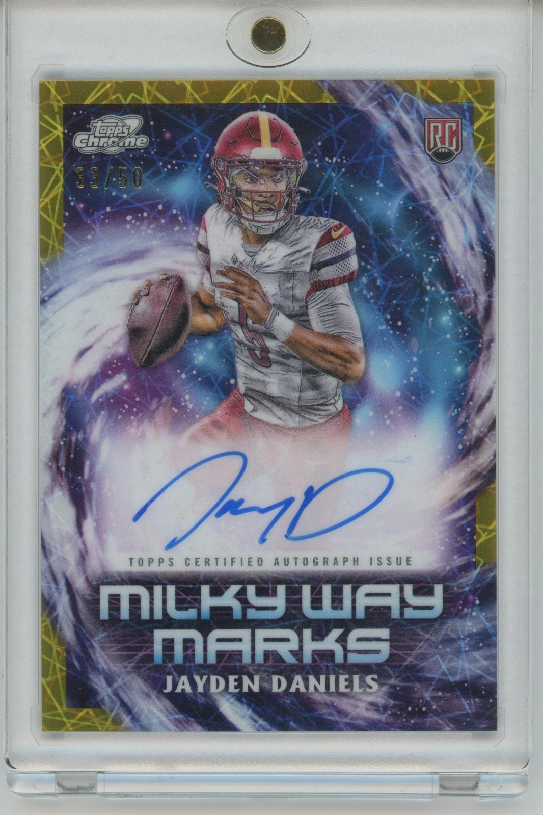 2024 Topps Chrome Cosmic Jayden Daniels Milky Way Marks Gold #/50 Auto
