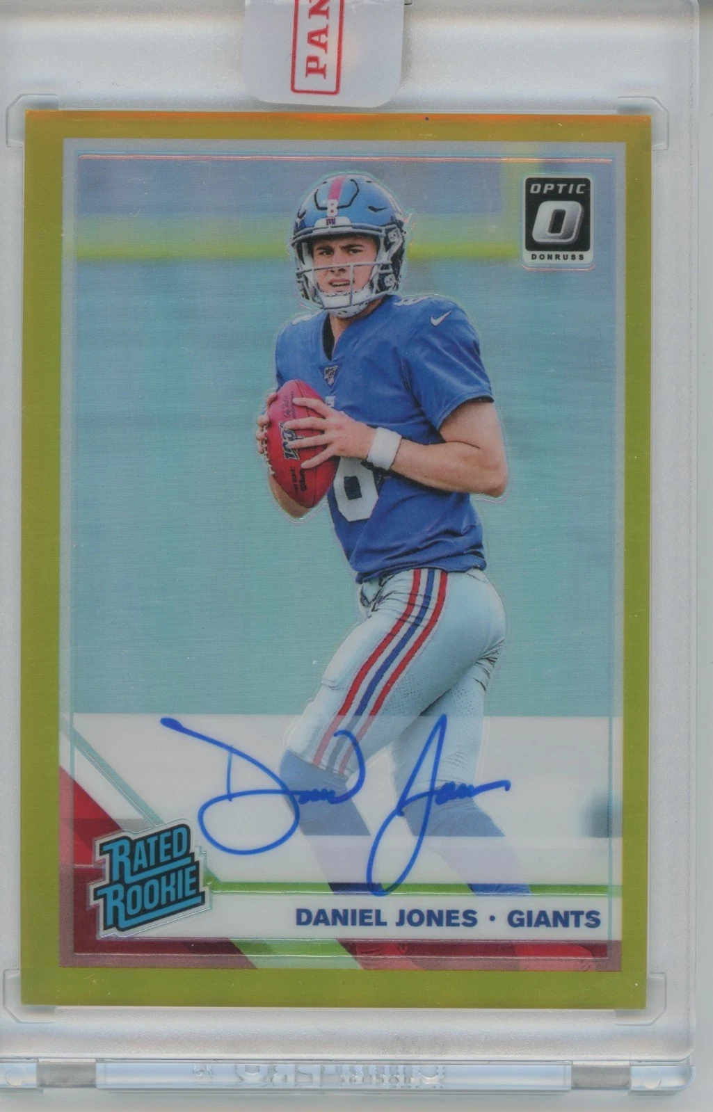 2019 Panini Donruss Optic Football Daniel Jones Gold Holo RC Auto #8/10 JRSY #
