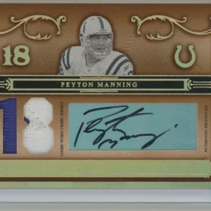 2007 Playoff National Treasures Peyton Manning Gold Signatures #/18 Game Jersey