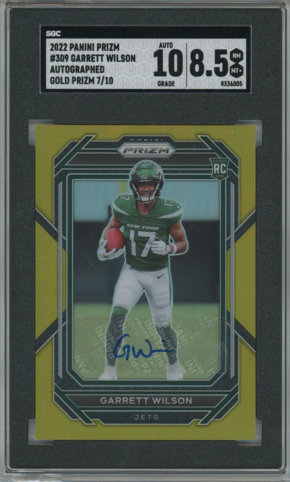 2022 Panini Prizm #309 Garrett Wilson RC Auto SGC Auto 10 Mint 8.5 #/10