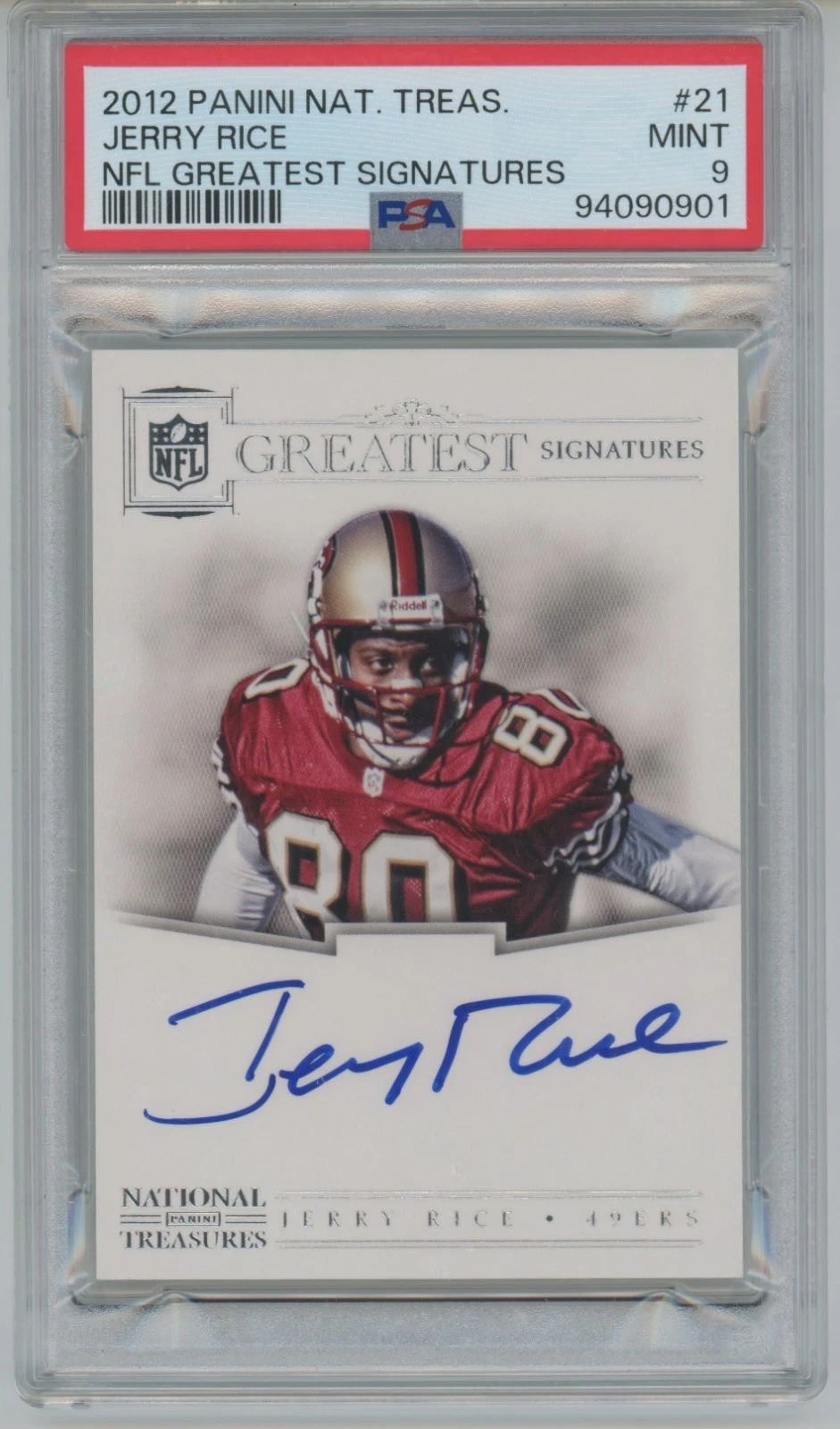2012 National Treasures Greatest Signatures Auto 49ers Jerry Rice /25 Mint 9